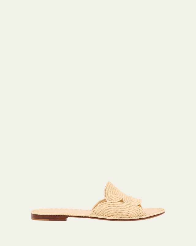 Terre Raffia Flat Slide Sandals